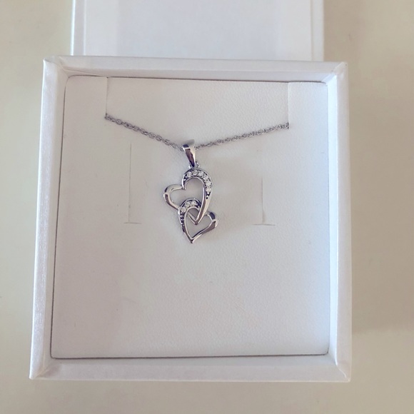 Double Heart Sterling Silver Necklace - Picture 2 of 7